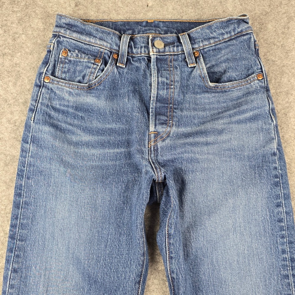 Levis 501 Original Fit Straight Leg Jeans Mens 27x27.5 Medium Wash Blue Denim - Picture 4 of 9